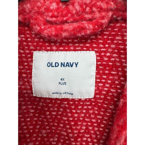 Old Navy Women Coat Jacket Red 4X Plus Button V Neck Collared Long Sleeve NWOT - Picture 3 of 3